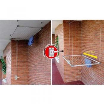 Cuncial-TZ Tendedero para Techo, Aluminio, Blanco, 100-160 x 78 cm