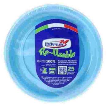 Piatto frutta doppio riutilizzabile D170 azzurro 25 pezzi