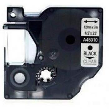 Etiquetas Dymo D1 45010 12mm x 7m Preto/Transparente