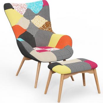 Kontur Lounge Chair with Patchwork Ottoman