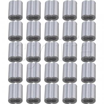 25PCS 3mm Double Hole Aluminum Wire Rope Clip Sleeve M3