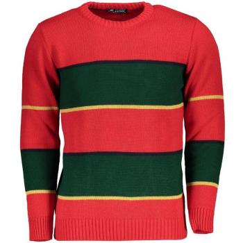 Langärmliger roter Männerpullover Grand Polo – Rundhals, kontrastreich, mit Logo