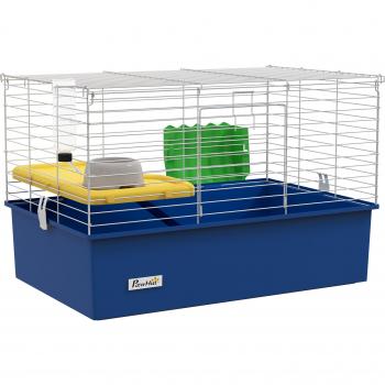 Pawhut Chinchilla and Guinea Pig Cage with Ramp, 71 x 46 x 47cm, Blue