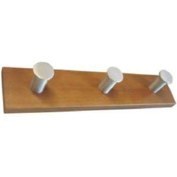 Percha Nesu de Pared con 3 Pomos de Madera y Aluminio