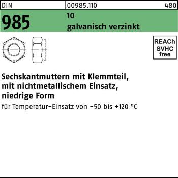 Reyher 100er Pack Sechskantmutter DIN 985 M18 10 galvanisch verzinkt