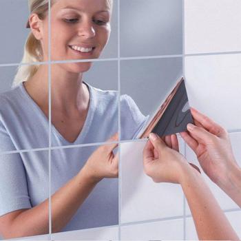 16Pcs Decorative Square Mirror Stickers