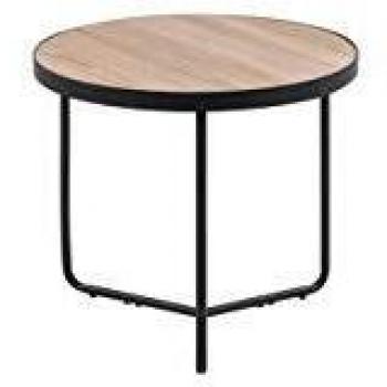 Table Basse Scandinave Ronde en Bois et Métal