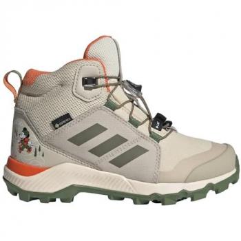 Botas de montaña adidas Terrex Disney Mid GORE-TEX Hiking infantiles, color beige/naranja, talla 34