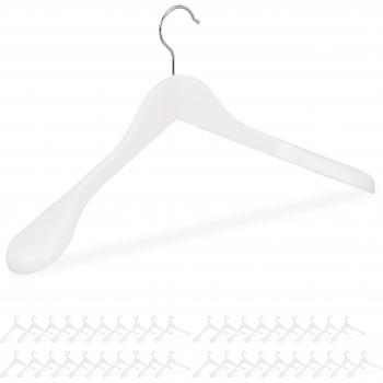 Set de Cintres en Bois Relaxdays, Épaules Larges, 40 pièces, Blanc