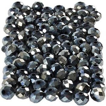Perles rondes noires métalliques de 5 x 6 mm en lot de 100 pièces