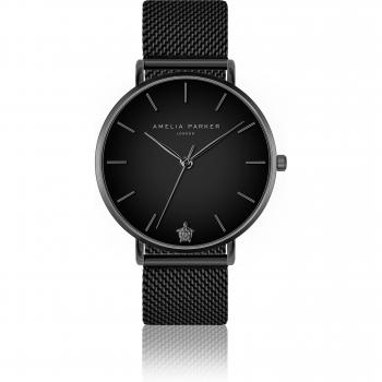 Amelia Parker Jet Black Mesh Women's Watch
