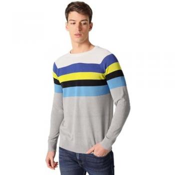 Jersey franjas Six Valves, manga raglan, cuello caja, color gris para hombres