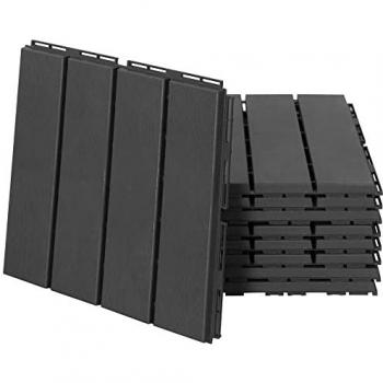 Outsunny Gartenfliesen mit Klicksystem schwarz 30cm x 30cm x 2cm