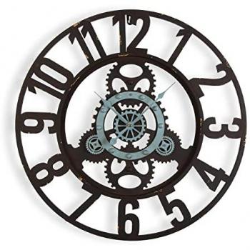 Reloj de Pared Redondo Versa London, 60 cm, Metal, Color Negro y Azul