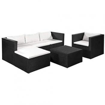 VidaXL Completo da giardino lounge 4 pezzi in polirattan nero e bianco