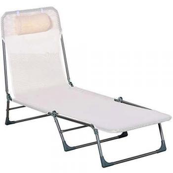 Tumbona Outsunny plegable y reclinable con reposacabezas y respaldo ajustable 24,5/85x182x56 cm