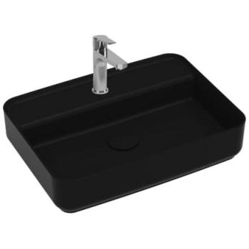 Luxe Ceramica Lavabo Rettangolo Nero Opaco con Fori Integrati