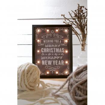 Warmweißes LED-Bild in Holzrahmen 30×40 cm – 14 Leuchten, Timer‑Funktion