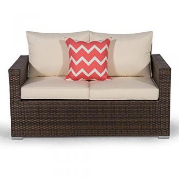 Modern Brown Rattan Loveseat – Giardino Sydney Edition