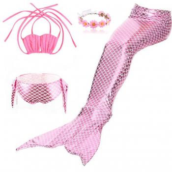 DAXIANG Maillot de Bain Mermaid Bikini Cosplay 4 Pièces Petite Fille
