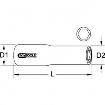 Llave de vaso Kstools 1/2 con protección aislante, XL, 32 mm, 145 mm