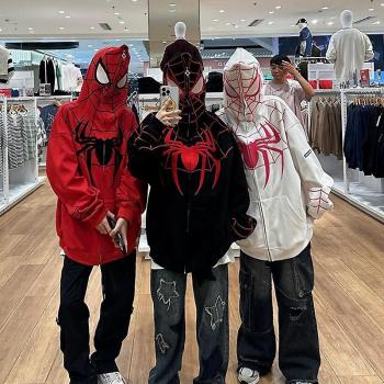 Sudadera Holgada Kry Y2k Spider Web: Estilo Punk Gothic, Color Rojo, Talla XL
