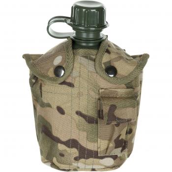 MFH US 1L Plastic Water Bottle with Camo Cover