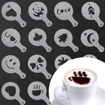 16 Stücke PP Kaffee Schablonen für Latte Art