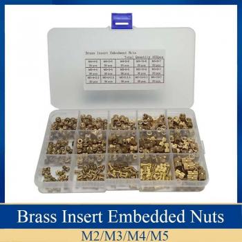 400Pcs M2 M3 M4 M5 Brass Female Knurled Nuts Kit