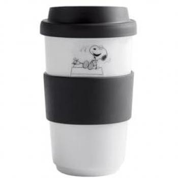 KAHLA Peanuts To Go Becher – 0,40 l, Porzellan, Trinkdeckel, 1‑teilig