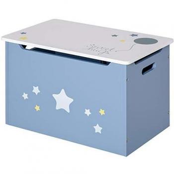 HOMCOM Kinderbank und Spielzeugkiste in Blau und Weiß