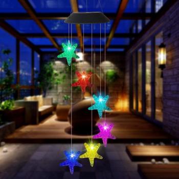 Solar Powered Color Changing Starfish Wind Chimes