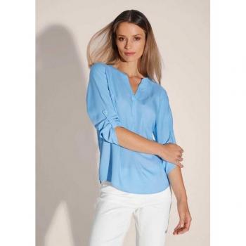 MADELEINE Herren‑Langarm-Bluse mit Schlupf‑Ärmelriegeln, Himmelblau 46