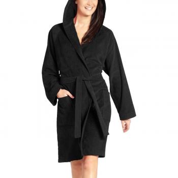 Vossen Damen Bademantel Texas, Einfarbig, Schwarz (schwarz 790), S (34-36)