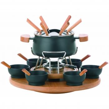 Kela Fondue Natura – drehbares Karussell mit induktionsgeeignetem Topf und Schälchen