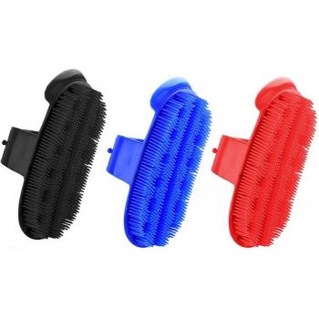 Suministros de cuidado de caballos, cepillo de masaje ajustable de plástico, herramienta de limpieza, colores variados