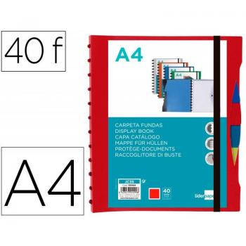 Capa Personalizável A4 com 40 Bolsas e 5 Separadores Vermelha