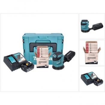 Rettificatrice‑Lucidatrice Makita DBO180RT1J: 125 mm, 18 V, Batteria 5 Ah + Caricabatterie