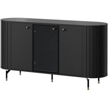 Vetrina Ogden T102, Nero, 81x151x40cm, con porte