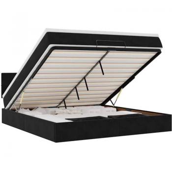 Lit ottoman avec matelas noir 160x200 cm en velours