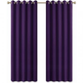 PONY DANCE Thermal Insulated Curtain Drapes for Home Decoration, Purple