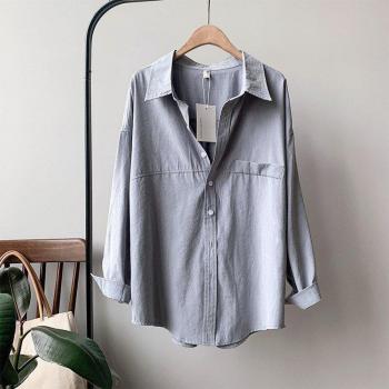 Crriflz Frauen Retro Bluse aus Baumwolle, Langarm, Wildleder-Imitat, Übergröße