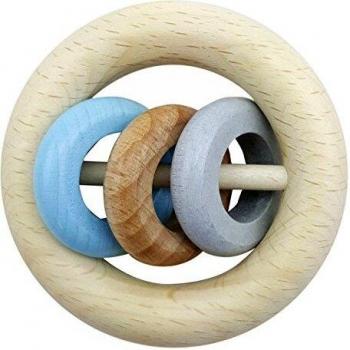 Natural Blue 3-Ring Rattle