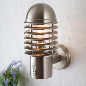 Netlighting Louvre PIR 1 Light Outdoor Wall Brushed Stainless Steel IP44, E27