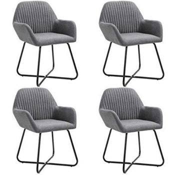 Sillas de comedor giratorias 4 unidades tela gris oscuro