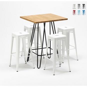 Estilo Urban: Juego de Mesa con 4 Taburetes Blancos