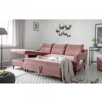MiuForm Samt-Ecksofa Stan rot mit Schlafsofa-Funktion