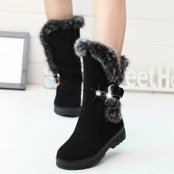 Botas de felpa impermeables para niños, suela de goma antideslizante, talla 22.5 a 24.5 cm
