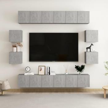 VidaXL Fernsehablage-Set in Betongrau – 10 Stück, Holzwerkstoff