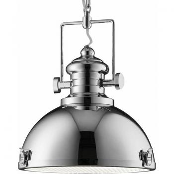 Chromfarbene Vintage Pendelleuchte mit Leuchtmittel